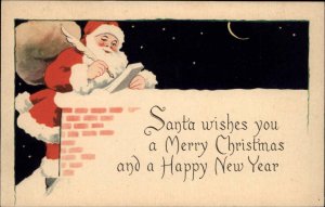 Gibson Christmas Santa Claus with Feather Pen Writing Vintage Postcard