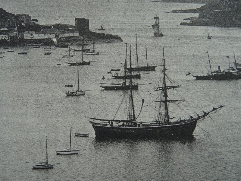 Cornwall FOWEY HARBOUR showing Sailing Ships c1905 Postcard by Fred Kitto & Son