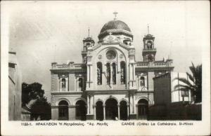 Heraklion Candie Crete Cathedral USED Real Photo Postcard COVER STAMPS CANCEL