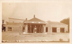 J86/ Manistique Michigan RPPC Postcard c30s Mcnamara & Sons Gast Station 194