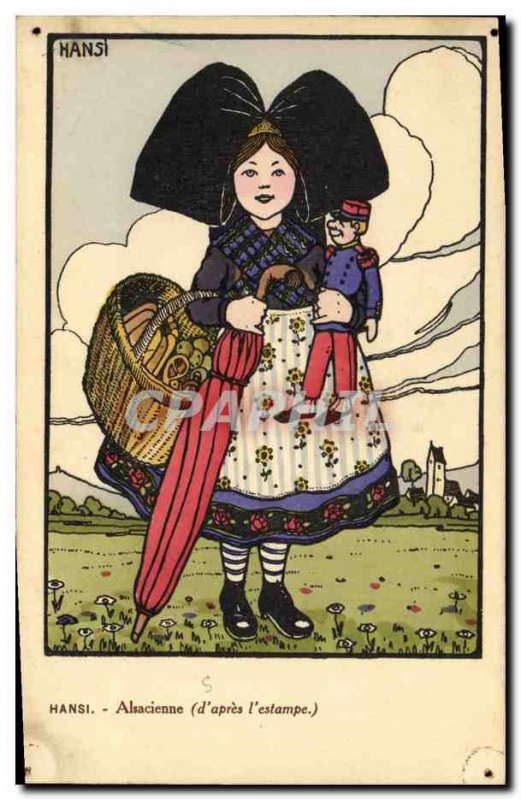 Old Postcard Fantasy Illustrator Child Doll Hansi Alsace Alsatian Militaria