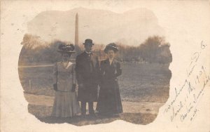 Washington DC Tourists by Monument Delaware Postal Used Real Photo PC AA64197