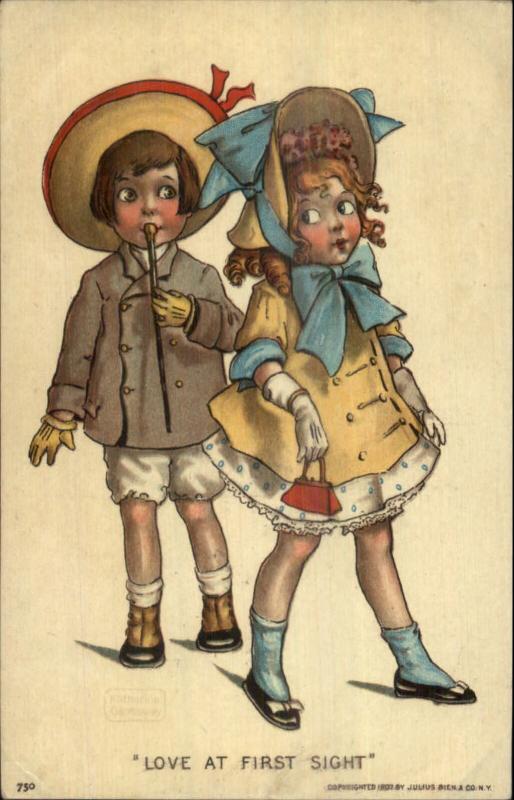 Gassaway - Boy & Girl raomce LOVE AT FIRST SIGHT c1910 Postcard