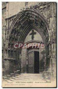 Old Postcard Pont Saint Esprit Portal De La Cathedrale