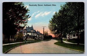 J97/ Ashland Ohio Postcard c1910 Sandusky Street Homes 335