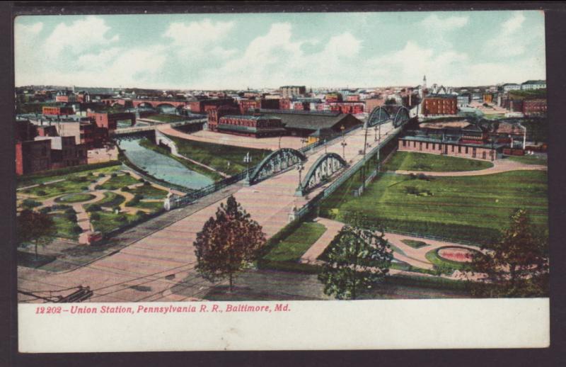 Union Station,Pensylvania RR,Baltimore,MD Postcard