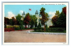 ST CLOUD, MN Minnesota ~ Street Scene STATE REFORMATORY c1930s Linen Postcard