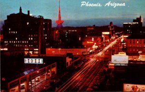 Arizona Phoenix Downtown At Night Looking South On First Avenue