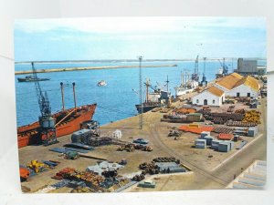 Ships Loading at Cadiz Harbour Port Spain Vintage Postcard 1969