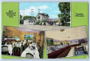 1952 Ray Radigans Wonderful Food Restaurant Multiview Kenosha Wisconsin Postcard