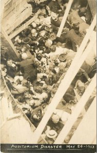 RPPC Postcards 3 Photos Empire Day Auditorium Disaster Long Beach 1913 CA Burro