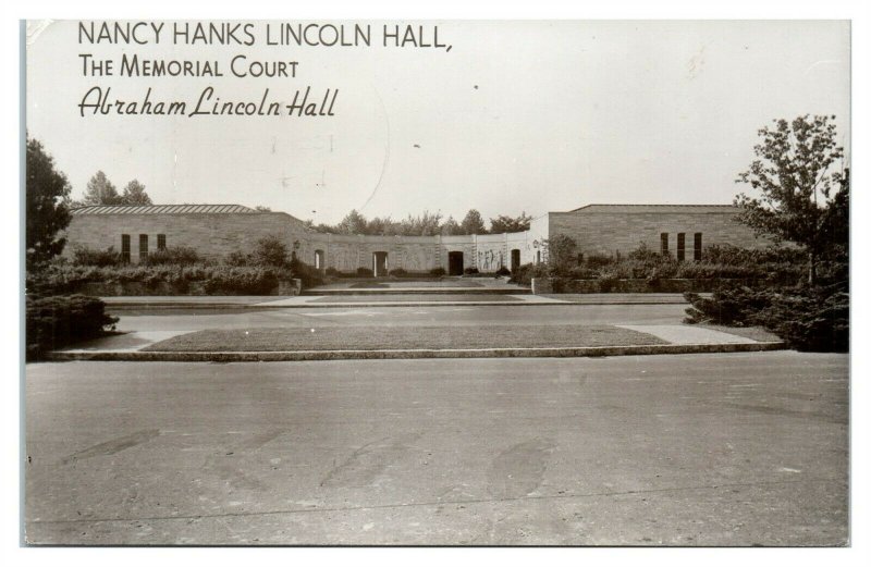 RPPC Nancy Hanks Lincoln Hall, Lincoln City, IN Real Photo Postcard *6S(5)5