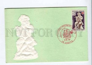 422290 FRANCE 1967 year Red Cross piper embossed First Day maximum card