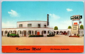 K48/ Kit Carson Colorado Postcard Chrome Knudtson Motel Trailer Park 354