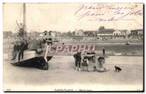 Old Postcard Paris Plage low Maree Children