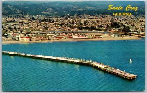 Vtg Santa Cruz California CA Municipal Wharf Fishing Pier & Beach 1970s Postcard