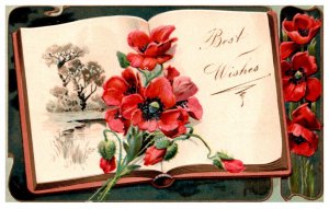 Flowers , open book, Best Wishes