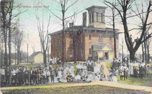 Children at High School Lawton Michigan 1910c postcard