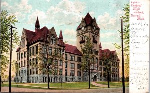 Postcard Central High School in Detroit, Michigan