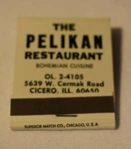 The Pelikan Restaurant Cicero Illinois 20 Strike Matchbook