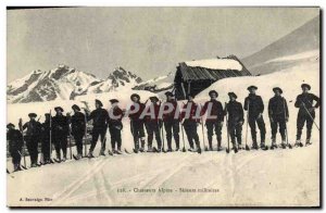 Old Postcard Militaria Alpine Skiers military Hunters Ski