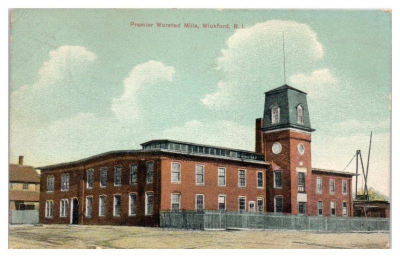 1908 Premier Worsted Mills, Wickford, RI Postcard