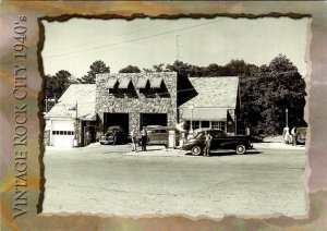 REPRO Rock City, GA Georgia  GAS & FIRE STATION~40's View ROADSIDE  4X6 Postcard