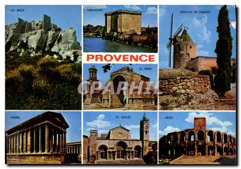 Modern Postcard Souvenir de Provence Les Baux Tarascon Daudet Mill St Gilles ...
