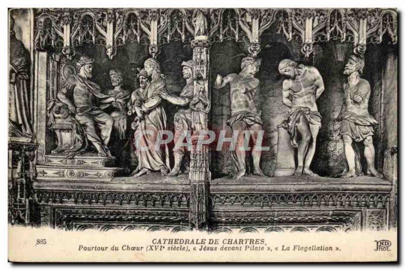 Old Postcard Cathedral of Chartres Circumference of Jesus before Pilate The C...