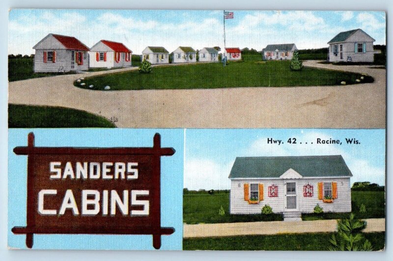 Racine Wisconsin Postcard Sanders Cabins Multiview Exterior 1954 Vintage Antique