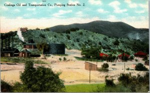 Vtg California CA Postcard 1910s Coalinga Oil & Transportation Pumping Station