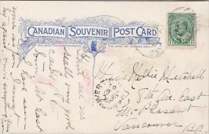 High School Listowel Ontario Patriotic Maple Leaf c1905 Postcard F43