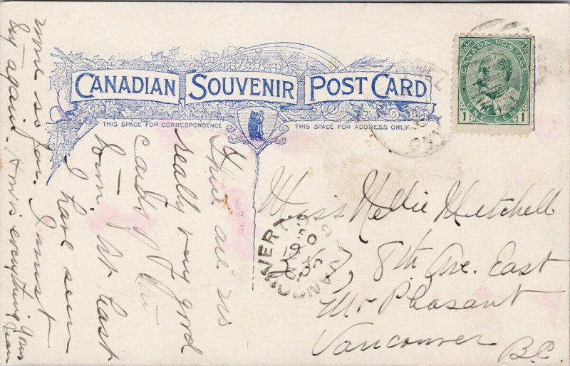 High School Listowel Ontario Patriotic Maple Leaf c1905 Postcard F43