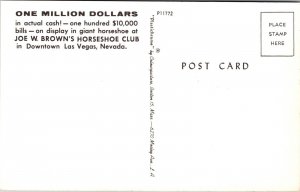 Postcard 10,000 Cash Joe W. Brown's Horseshoe Club in Las Vegas, Nevada~1055