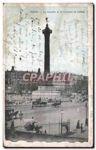 Old Postcard Paris Bastille and the July Column