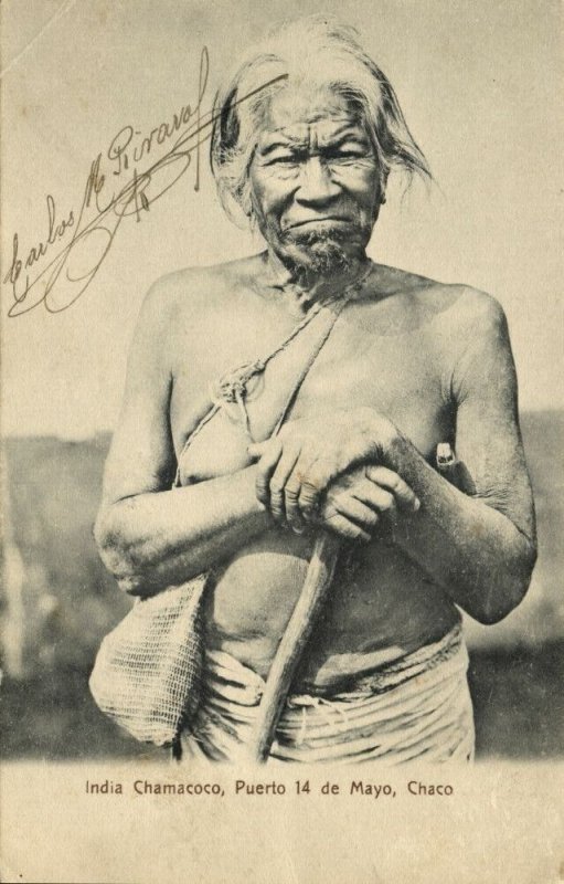 argentina, CHACO, India Chamacoco, Old Native Indian (1910s) Postcard