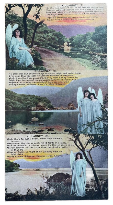 Ireland Killarney angels & poetry allegory postcards set 