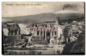 Postcard Old Volcano Taormina Teatro Greco con vista dell Etna