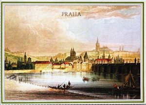 Czech Republic Prague Cityscape View Moldau & Karlsbrücke Vintage Postcard BS.27