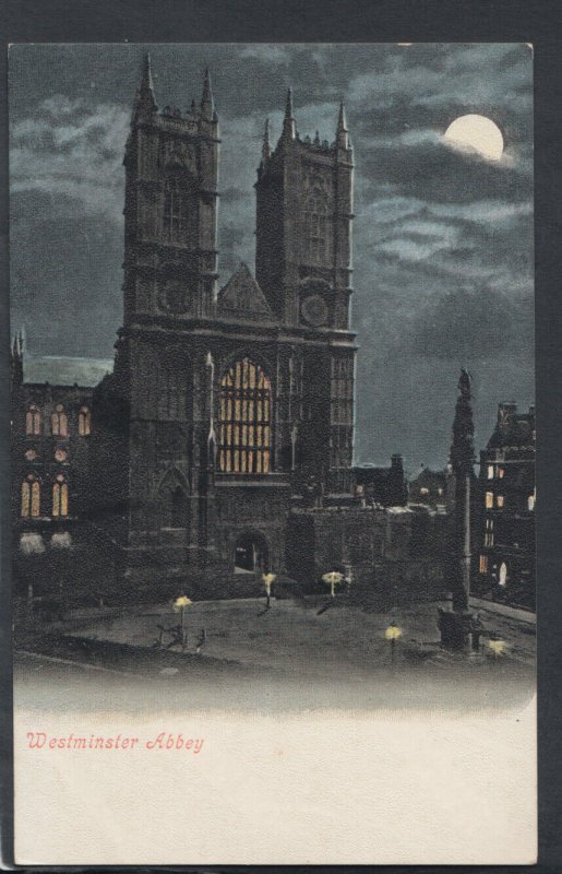 London Postcard - Westminster Abbey in The Moonlight     T7219 