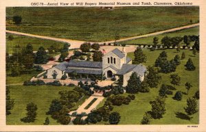 Oklahoma Claremore Aerial View Of Will Rogers Memorial Museum and Tomb Curteich