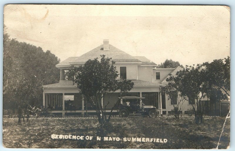 1910s Summerfield, FL Nathan Mayo Residence Home RPPC Real Photo Touring Car A10