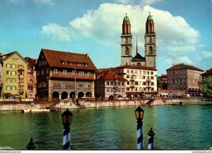 Switzerland Zurich Limmatquai und Grossmuenster 1973