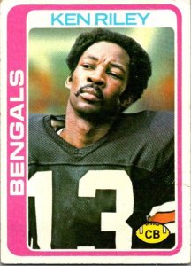 1978 Topps Football Card Ken Riley Cincinnati Bengals sk7054