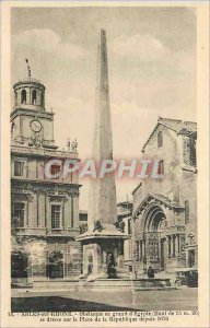 Old Postcard Arles sur Rhone Obelisk in Egypt granite (Top 15m26) stands on t...