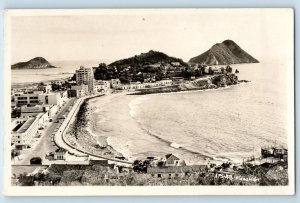 Mazatlan Sinaloa Mexico Postcard Beach Buildings Hotel View c1930's RPPC Photo