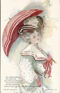 Lovely Lady Just Girl Series Woman  Twenty Dollar Gown 1906 Artist Postcard V16