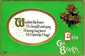 Holiday Greeting  ST PATRICK'S DAY  Erin Go Bragh  ca1910's Embossed Postcard