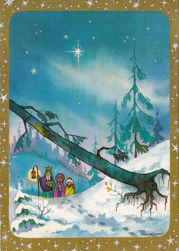 Three Wise Men caricature Foky Otto & Emmi signed postcard