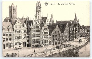 c1910 GAND BELGIUM LE QUAI AUX HERBES CANAL AND STREET POSTCARD P3222